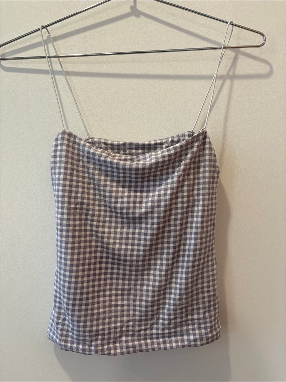 Buttercup Gingham Spaghetti Strap Camisole in Purple / built in bra